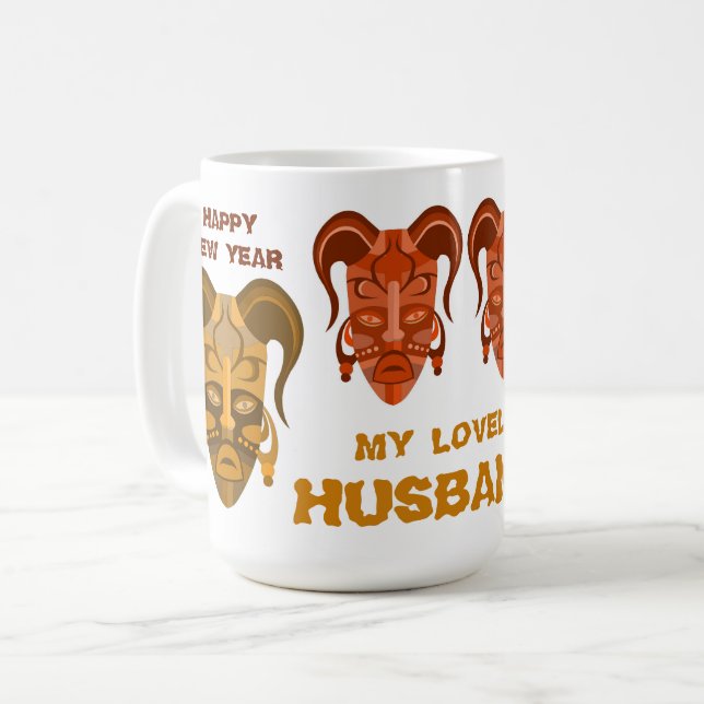 MUG WITH TARDITIONAL MASK ART (Front Left)