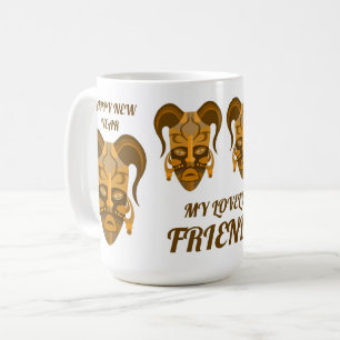 MUG WITH TARDITIONAL MASK ART