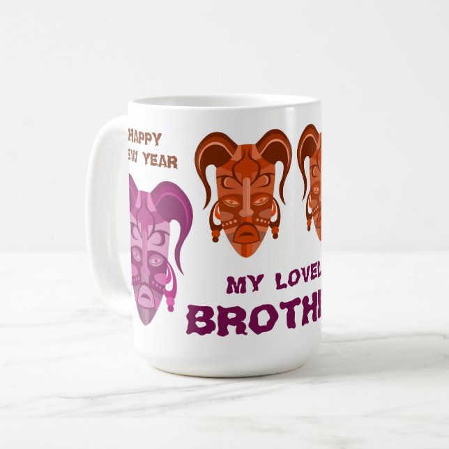 MUG WITH TARDITIONAL MASK ART (Front Left)