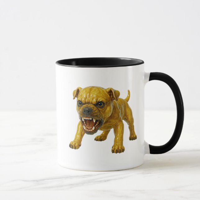 Mug with very aggressive little dog. (Right)