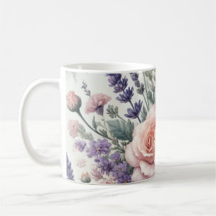 Mug with Watercolor Floral Pattern