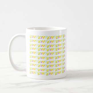 mug with white flower yellow and pink