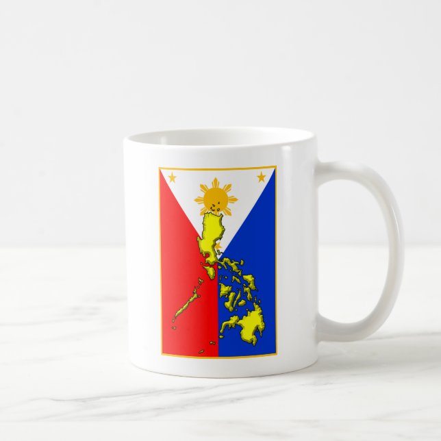 Mug with Yellow Philippine Map on Philippine Flag (Right)