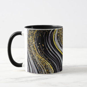 Mug Wrap: Black Marble & Glitter Design