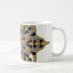 Mug - yellow and blue square pattern