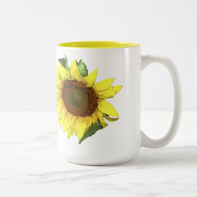 Mug Yellow sunflower mug with yellow interior (Right)
