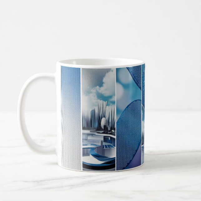 MugBlue Fade Dot Grid Ceramic Coffee Mug (Left)