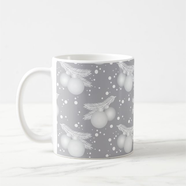 Mugg with Christmas tree balls, grey Coffee Mug (Left)