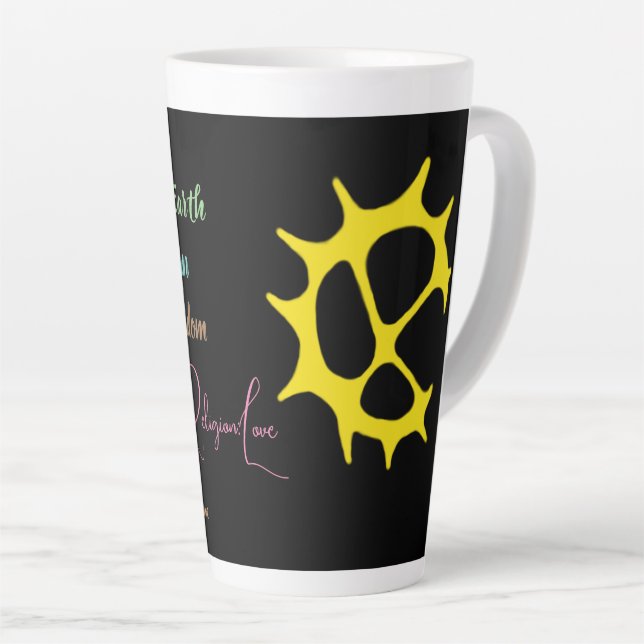 Muggen citat samiskt inspererat mönster latte mug (Right Angle)