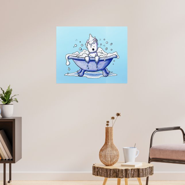 Muggles Westie Bath Dog Groom Art Poster (Living Room 3)