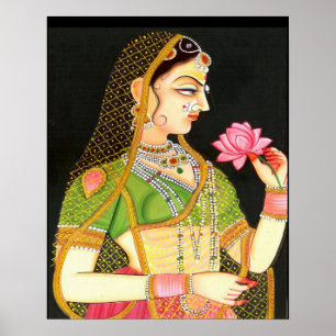 mughal art,indian girl poster