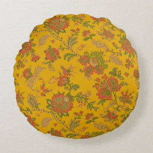 mughal art motifs and borders textile digital ethn round cushion