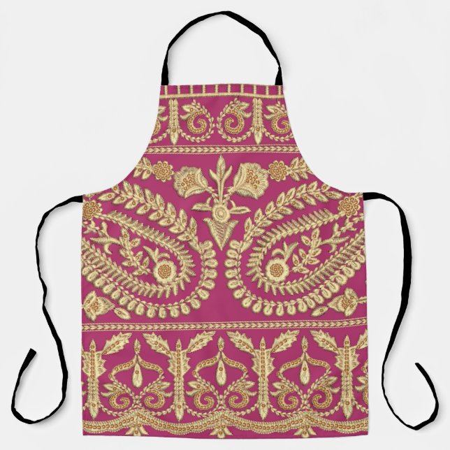 Mughal art work. indian traditional antique gold b apron (Front)