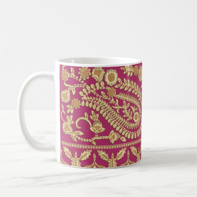 Mughal art work. indian traditional antique gold b coffee mug (Left)