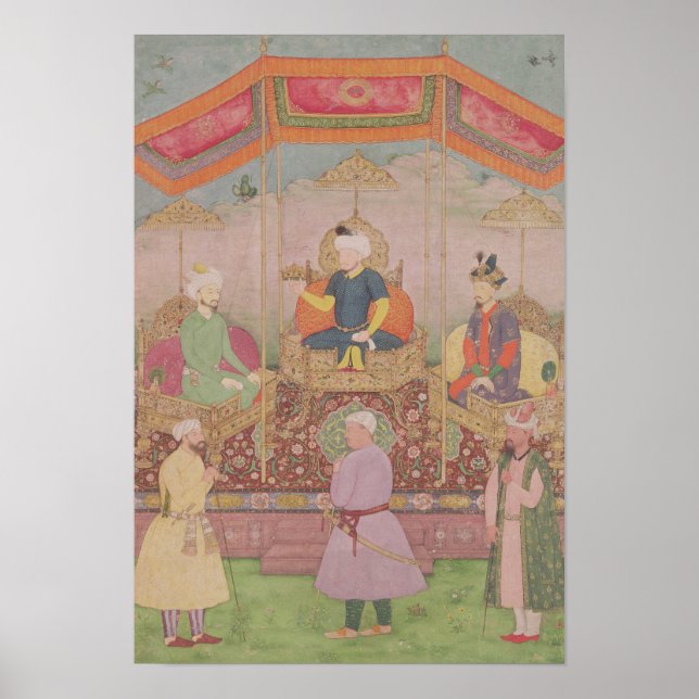 Mughal Emperor Babur and his son, Humayan Poster (Front)