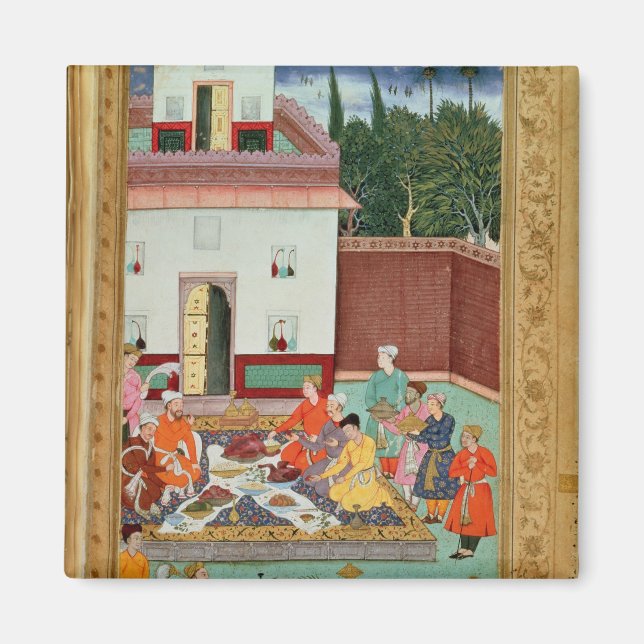 Mughal Emperor Feasting in a Courtyard Magnet (Front)