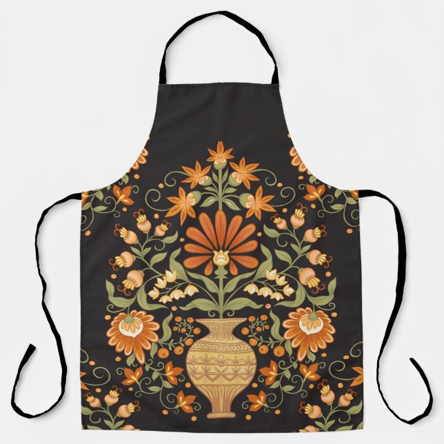 Mughal Fantasy: Retro Floral Opulence Apron (Front)