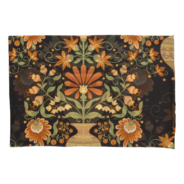 Mughal Fantasy: Retro Floral Opulence Pillowcase (Front)