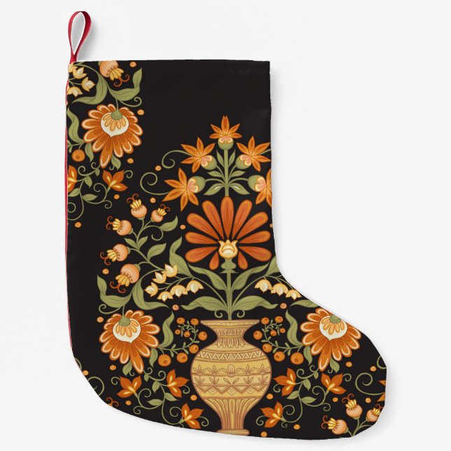 Mughal Fantasy: Retro Floral Opulence Small Christmas Stocking (Front)