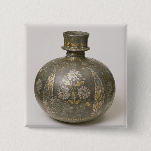 Mughal Flask (metalwork) 15 Cm Square Badge (Front)