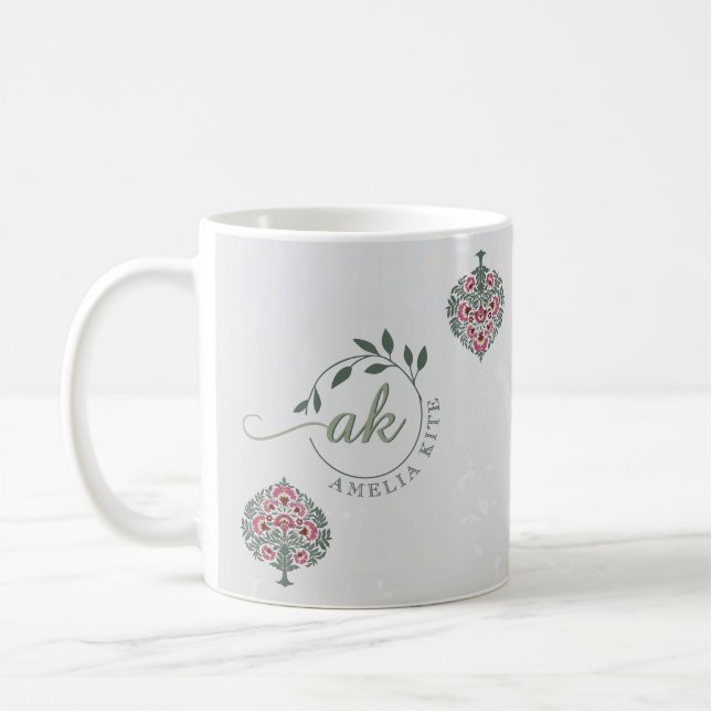 Mughal Floral Circular Monogram Favour Mug – Nikah (Left)