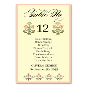Mughal Floral Motif Indian Wedding Table Number