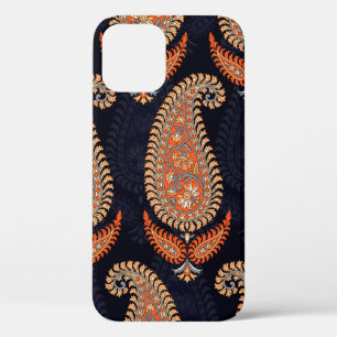 Mughal floral motif pattern on navy iPhone 12 case