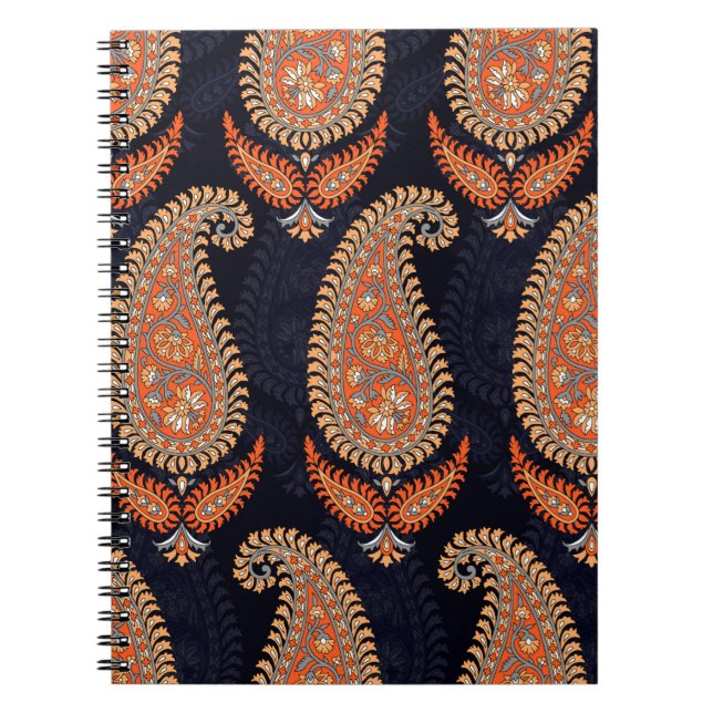 Mughal floral motif pattern on navy notebook (Front)