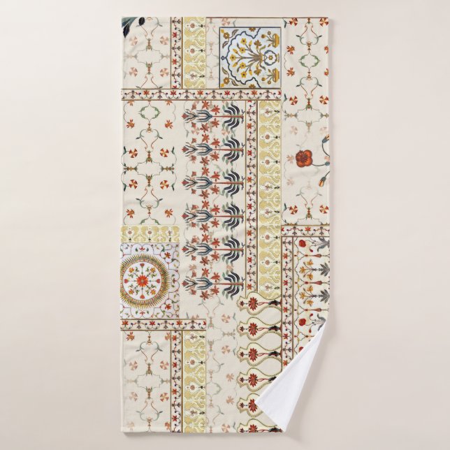 Mughal Floral Paisley: Ethnic Digital Elegance. Bath Towel (Bath Towel)