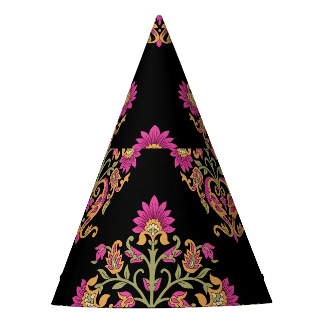 Mughal floral paisley, seamless design. party hat (Front)
