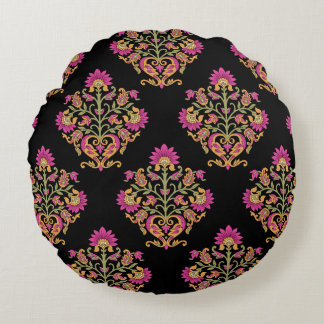 Mughal floral paisley, seamless design. round cushion