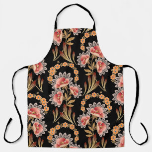 mughal flower motif pattern apron