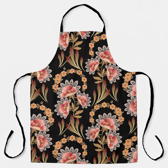 mughal flower motif pattern apron (Front)