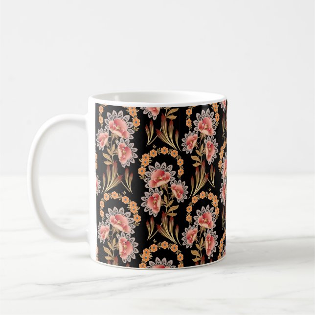 mughal flower motif pattern coffee mug (Left)