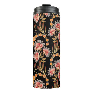 mughal flower motif pattern thermal tumbler