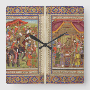 Mughal Indian India Islam Islamic Muslim Boho Art Square Wall Clock