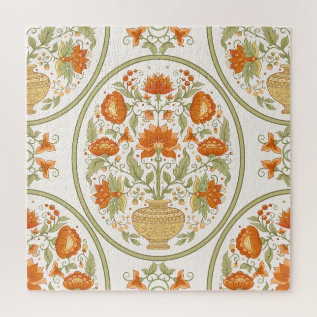Mughal Motif Fantasy Flowers Pattern Jigsaw Puzzle (Vertical)