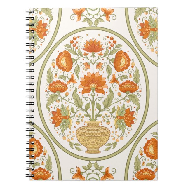 Mughal Motif Fantasy Flowers Pattern Notebook (Front)