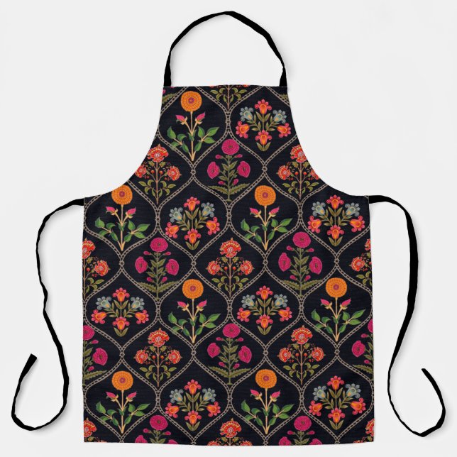mughal motif Kani Look ornament pattern multi colo Apron (Front)