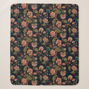 mughal motif ornament pattern multi color backgrou sherpa blanket
