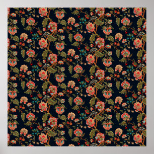 mughal motif ornament pattern multi colour backgro poster