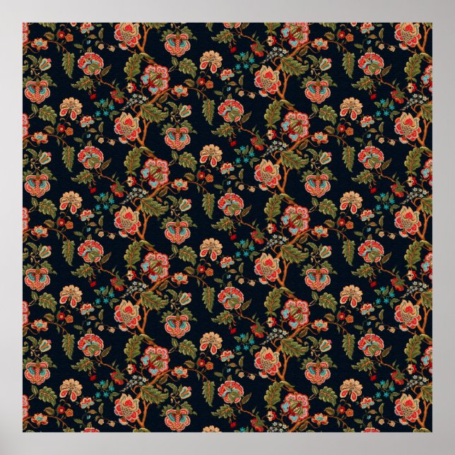 mughal motif ornament pattern multi colour backgro poster (Front)