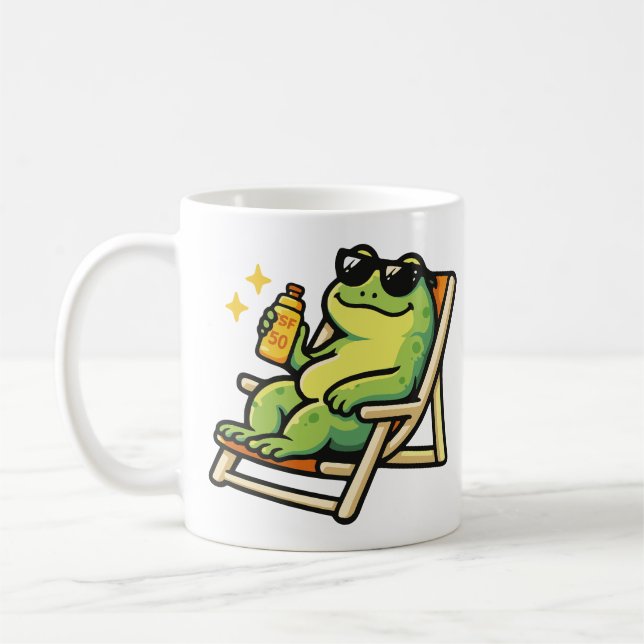Mugs & Cups with a frog on the beach (Left)
