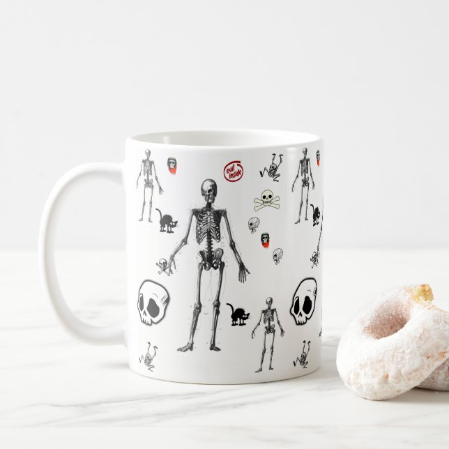mugs halloween skeletons (With Donut)