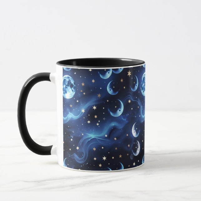 Mugs – Sapphire Blue Celestial Moon Phase Luxury  (Left)