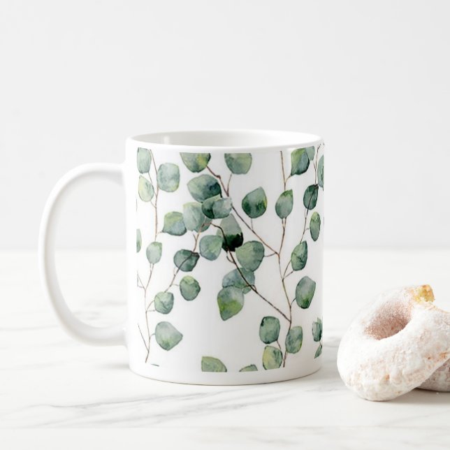 Mugs - Silver Dollar Eucalyptus Leaves (With Donut)