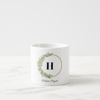 Mugs: White Elegance with Green & Black Espresso Cup
