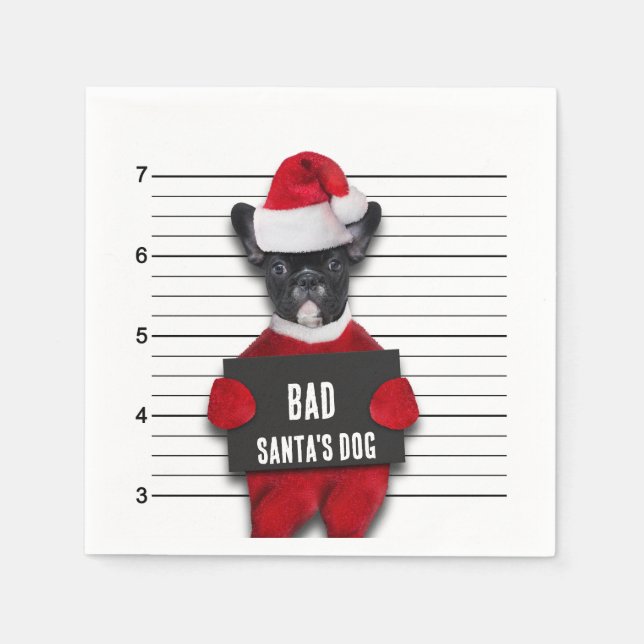 Mugshot Bad Santa's Funny Dog Christmas Napkin (Front)