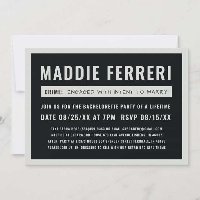 Mugshot Board Party Invitation (Front)