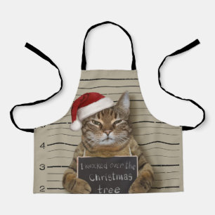 Mugshot Cat Christmas Apron